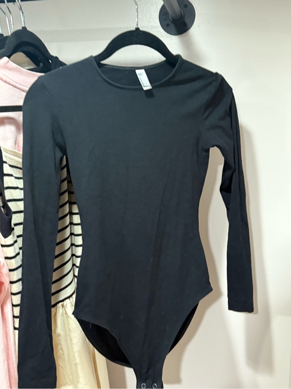 American Apparel Black Long-Sleeve Crew Neck Bodysuit